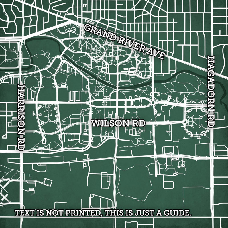 Michigan State University Campus Map Art by City Prints - The Map Shop