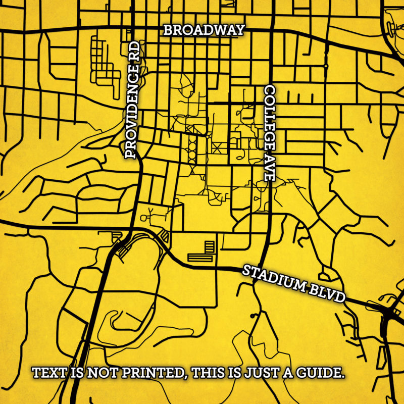 University Of Missouri Campus Map Art By City Prints - The Map Shop