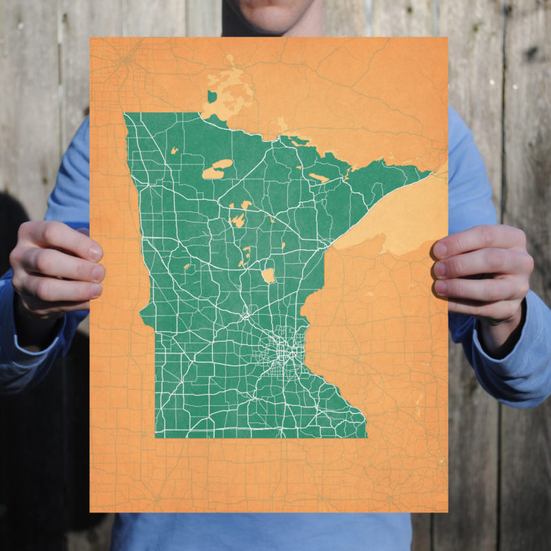 Minnesota Map Art by City Prints - The Map Shop