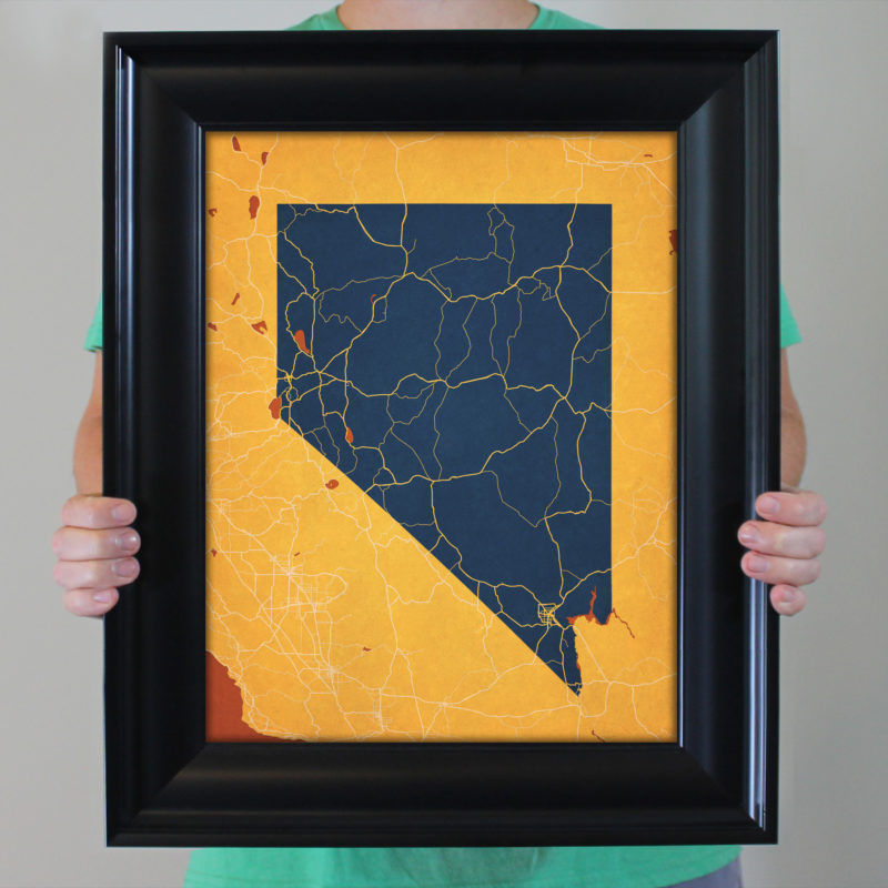 Nevada Map Art By City Prints The Map Shop 1175