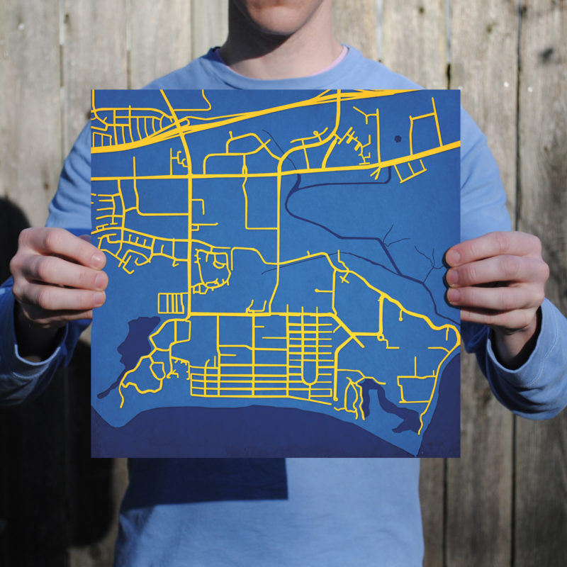 University of California, Santa Barbara Campus Map Art by City Prints