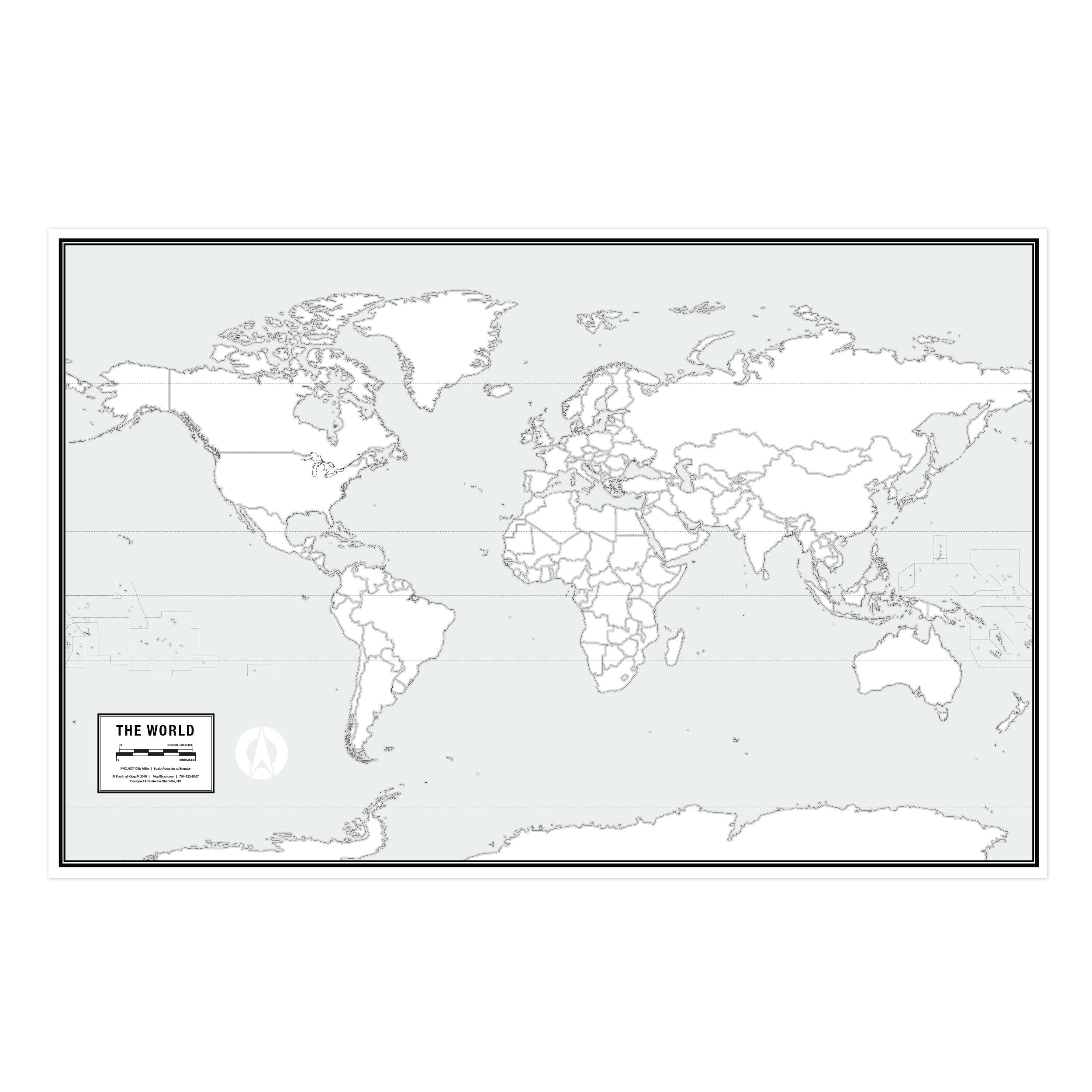 outlined blank world maps