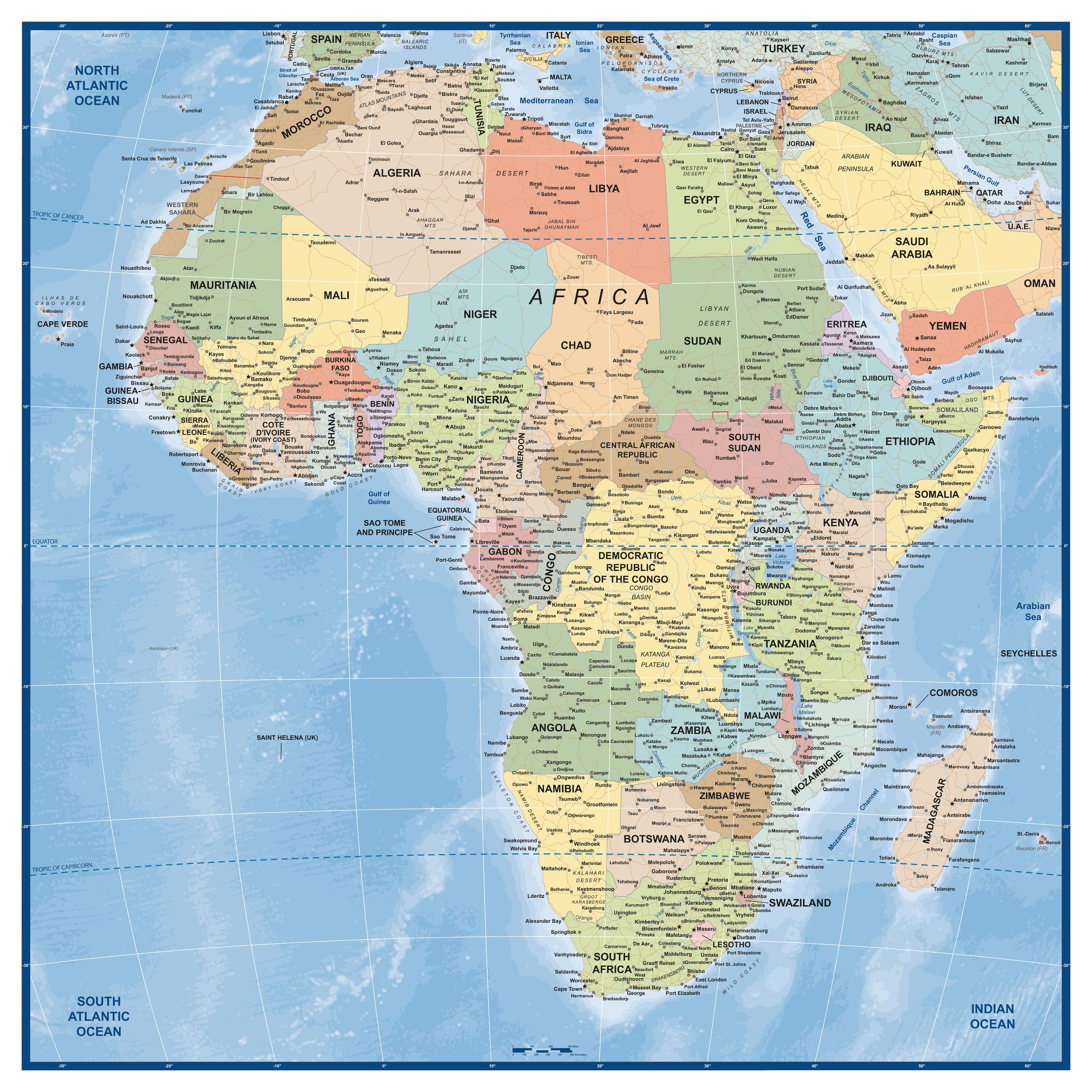 Africa Political Full Colour by Business Maps Australia - The Map Shop