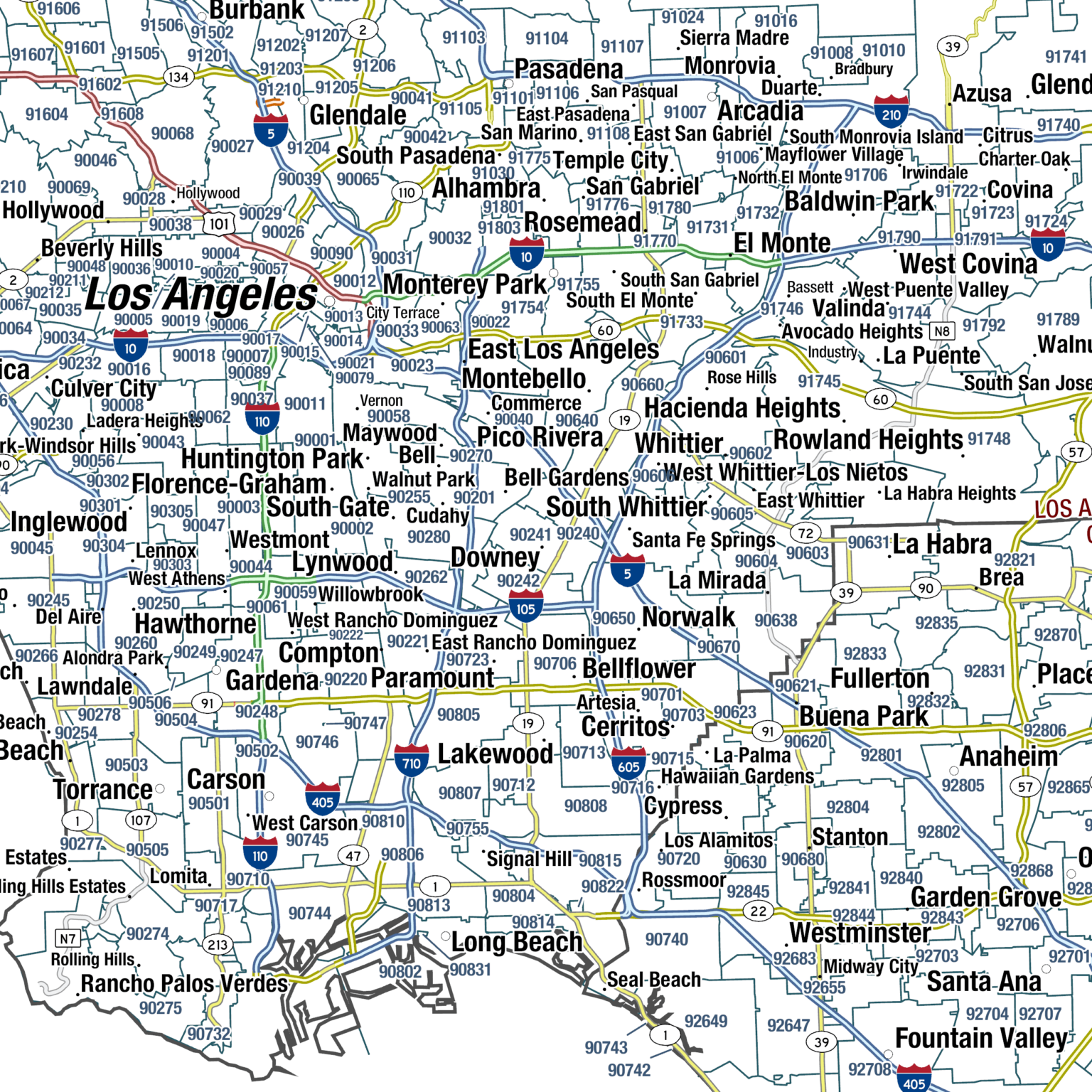 California Zip Code Wall Map By Mapshop The Map Shop 4157