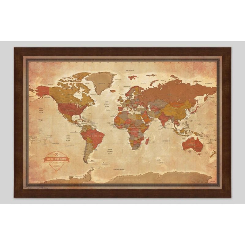 Personalized World Pioneer Wall Map by South of Kings - The Map Shop