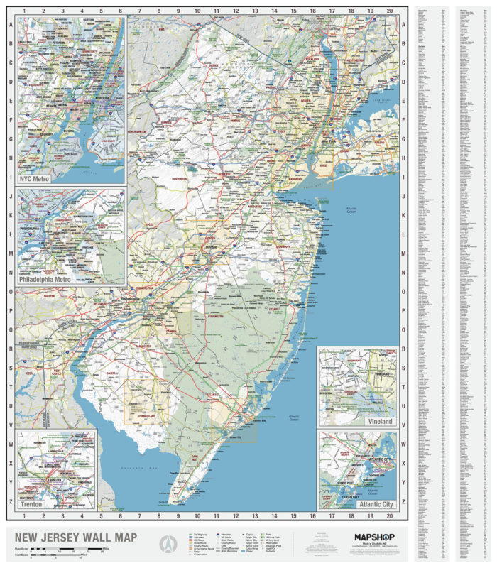 New Jersey State Wall Map by MapShop - The Map Shop