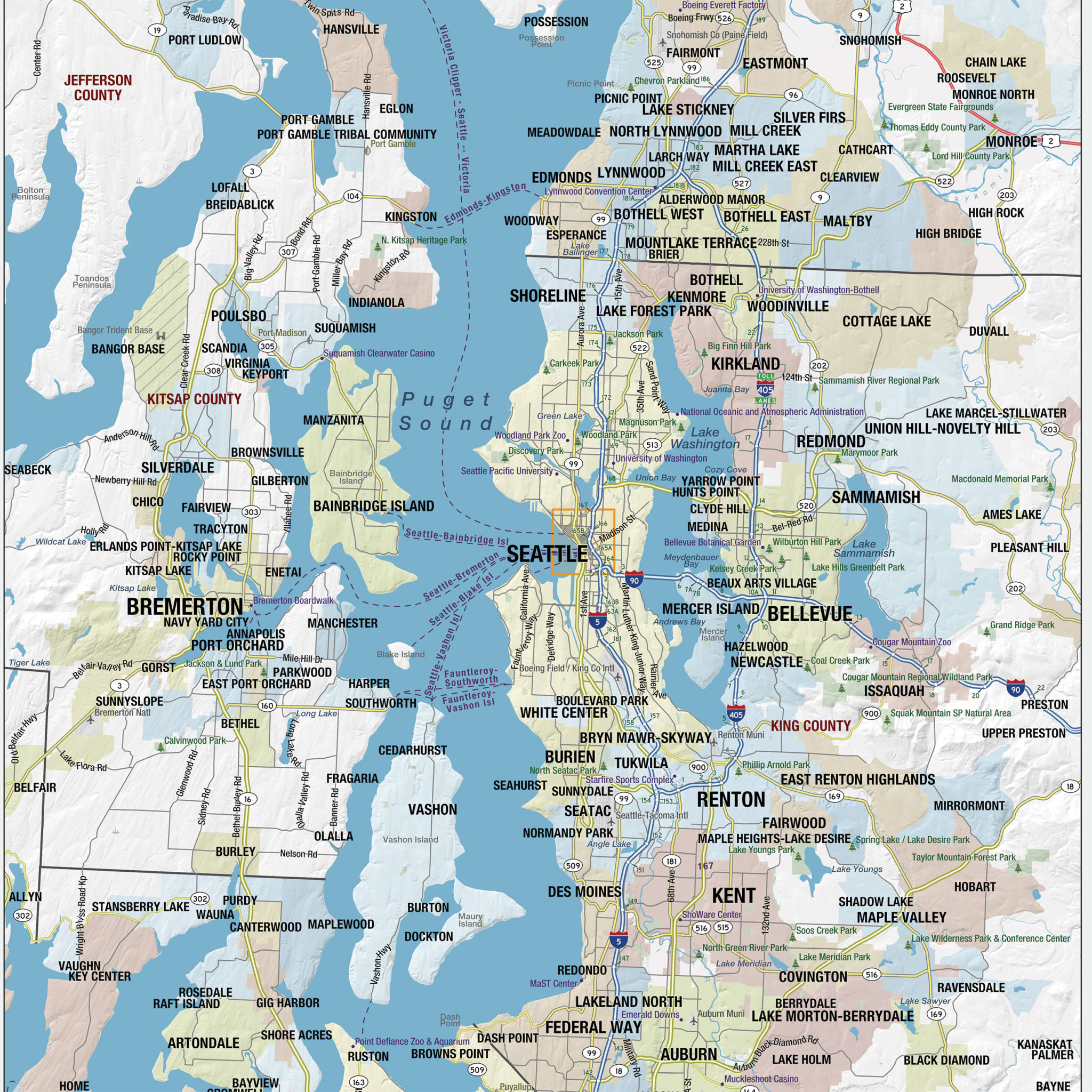 Washington State Wall Map by MapShop - The Map Shop