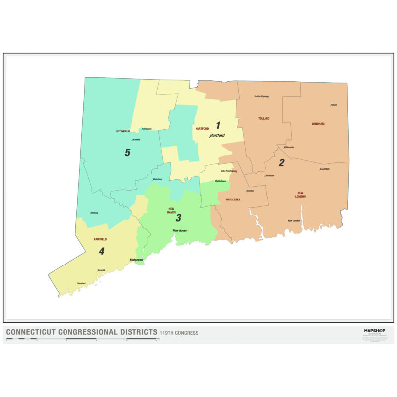 Connecticut 2024 Congressional Districts Wall Map By MapShop The Map Shop   CTCongressional 800x800 