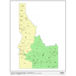 Idaho 2022 Congressional Districts Wall Map - The Map Shop