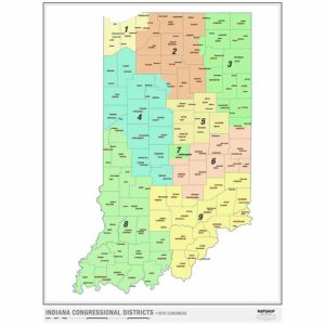 Indiana 2022 Congressional Districts Wall Map - The Map Shop