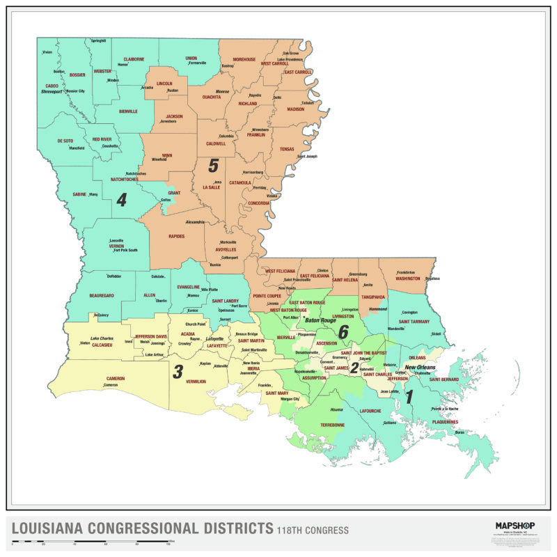 Louisiana 2022 Congressional Districts Wall Map by The Map Shop