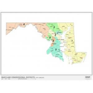 Maryland 2022 Congressional Districts Wall Map by MapShop - The Map Shop