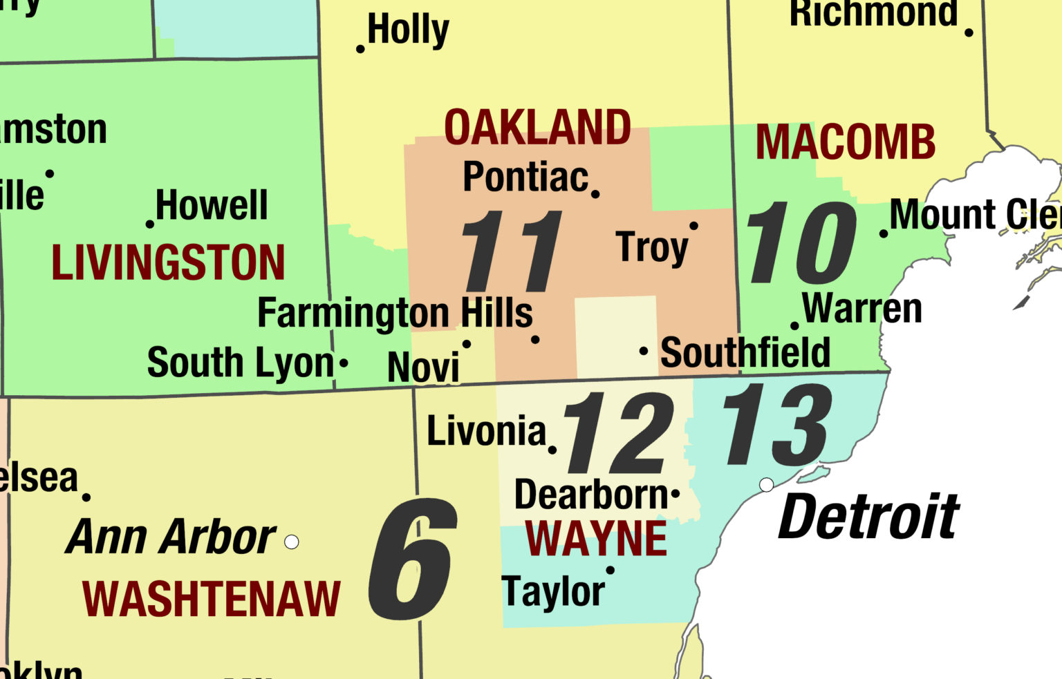 Michigan 2024 Congressional Districts Wall Map by The Map Shop