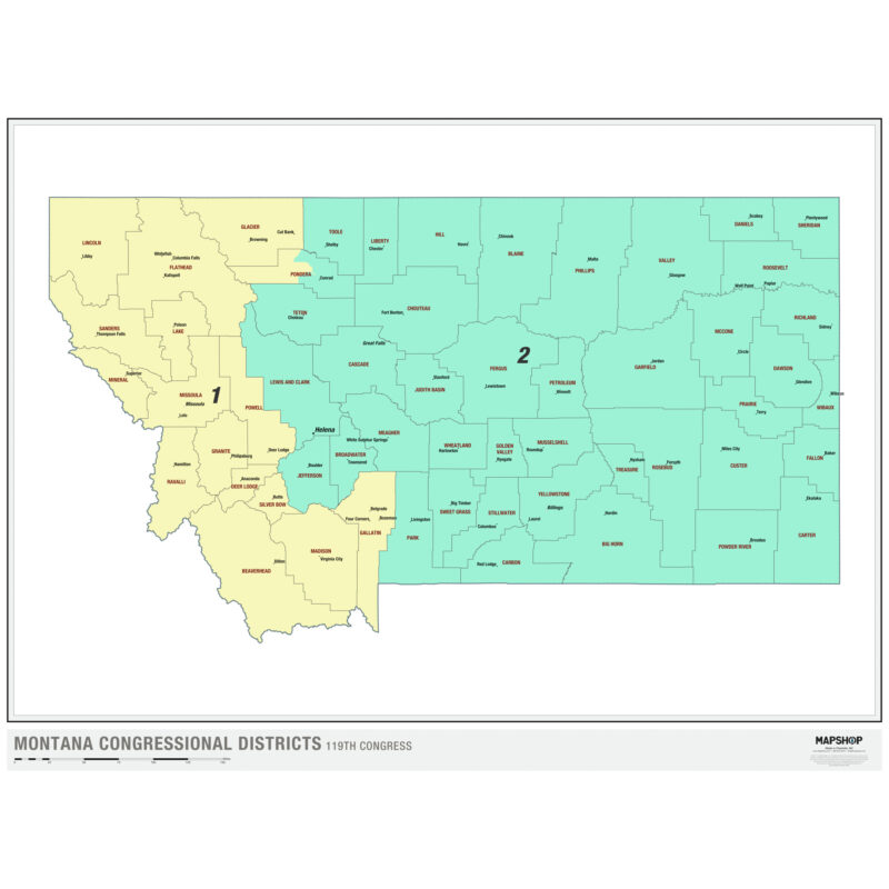 Montana 2024 Congressional Districts Wall Map by MapShop - The Map Shop