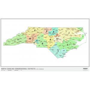 North Carolina 2022 Congressional Districts Wall Map by MapShop - The ...