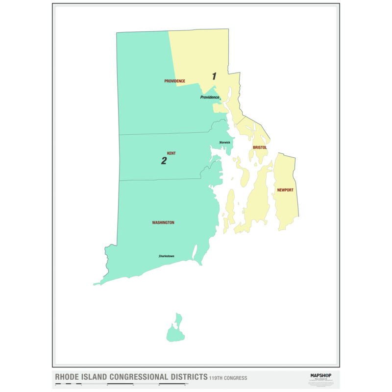 Rhode Island 2024 Congressional Districts Wall Map By Mapshop The Map