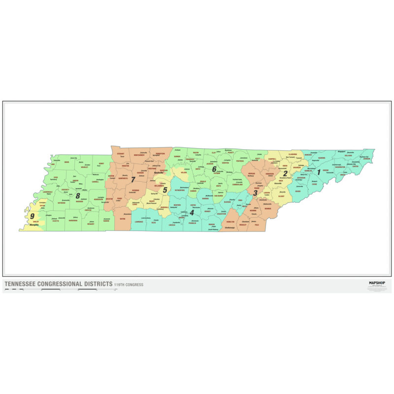 Tennessee 2024 Congressional Districts Wall Map By MapShop The Map Shop   TNCongressional 800x800 