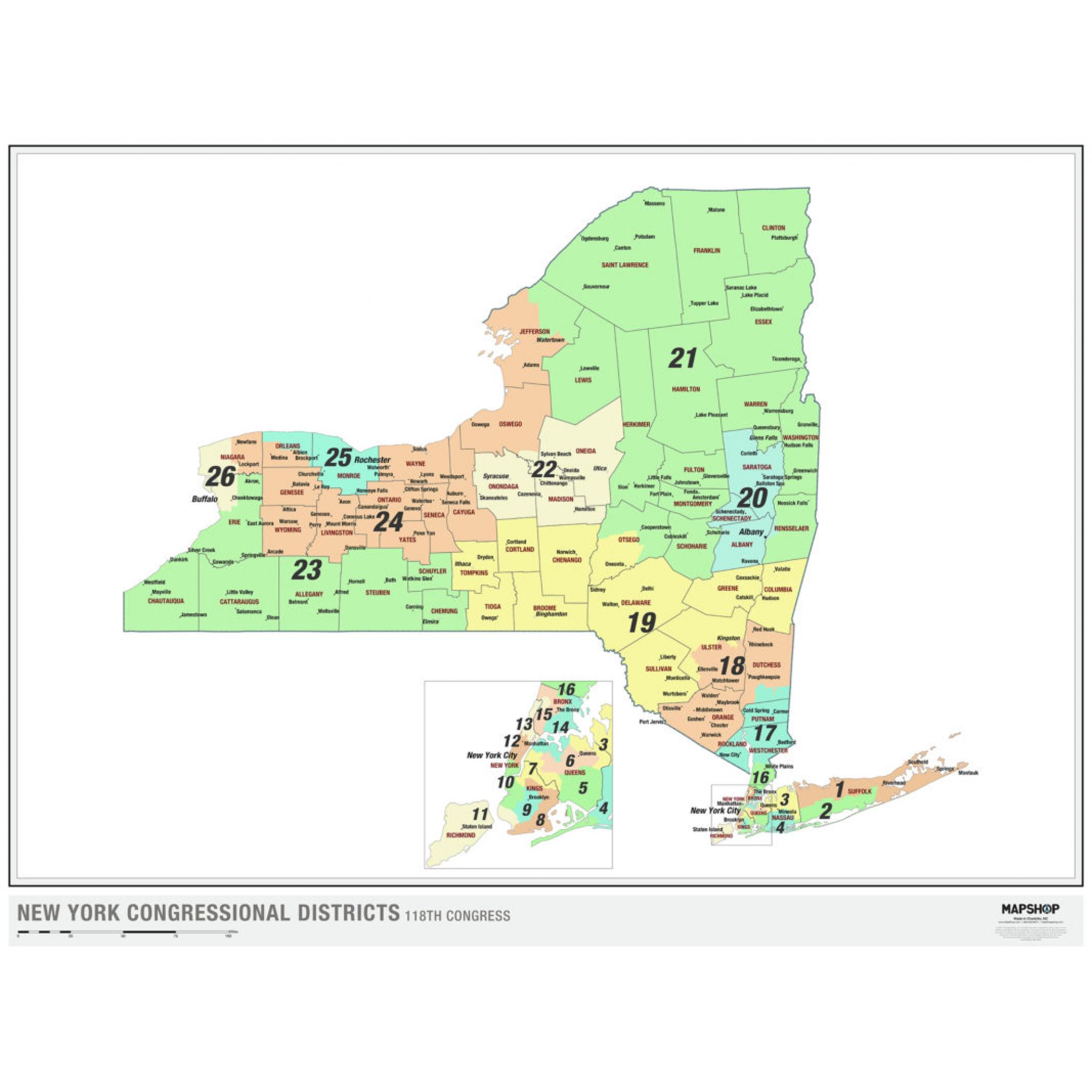 new-york-2022-congressional-districts-wall-map-by-mapshop-the-map-shop