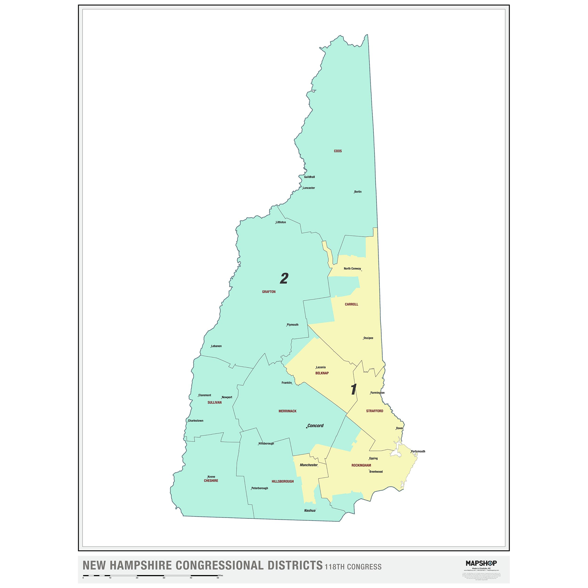 New Hampshire 2022 Congressional Districts Wall Map by The