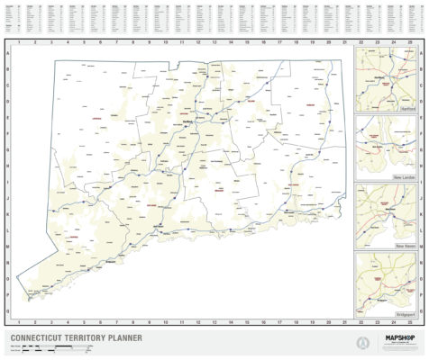 Connecticut Territory Planner Wall Map By Mapshop - The Map Shop