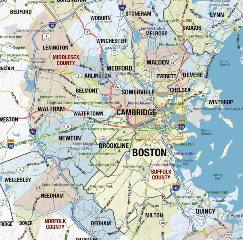 Massachusetts State Wall Map by MapShop - The Map Shop