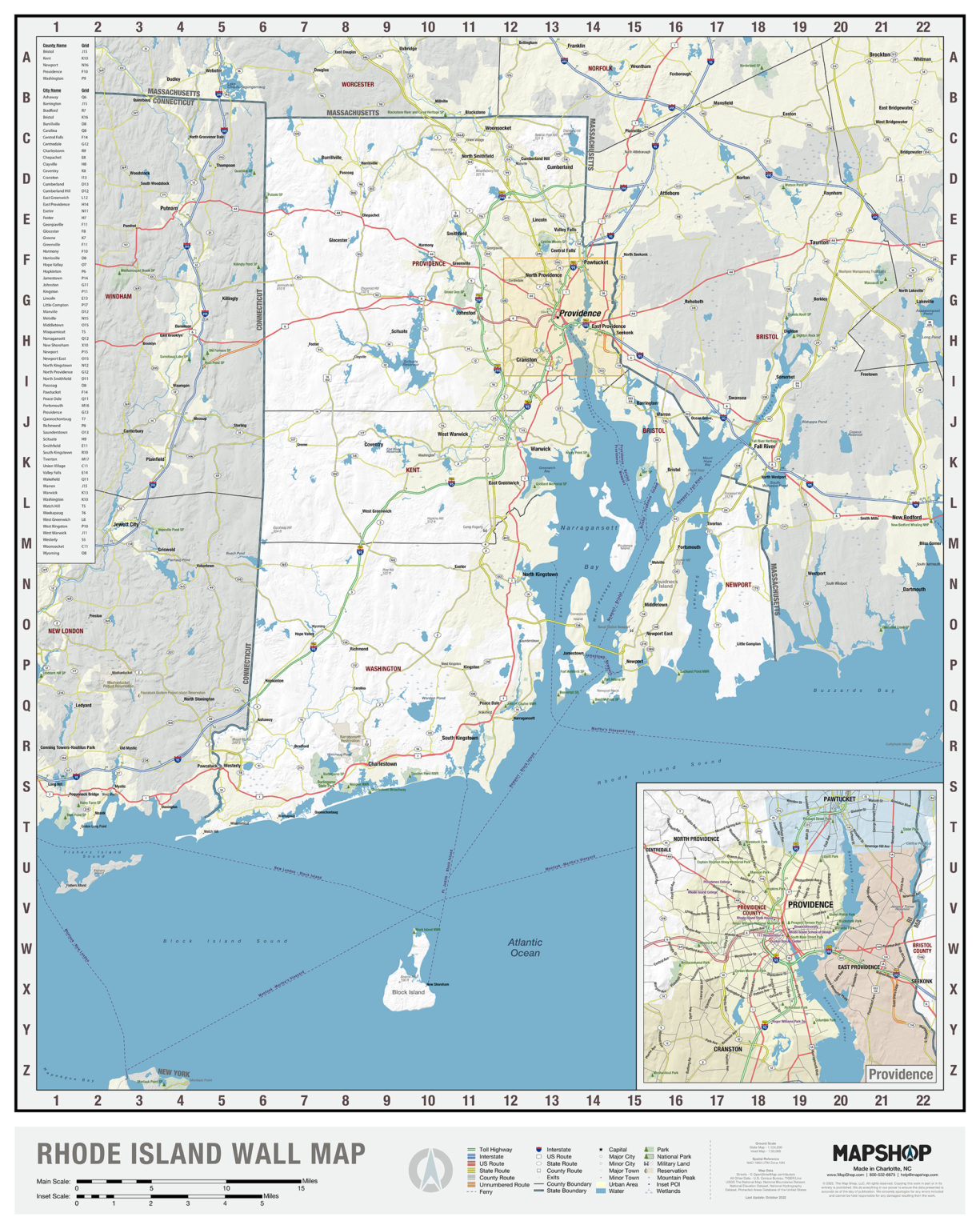 Rhode Island State Wall Map By Mapshop - The Map Shop