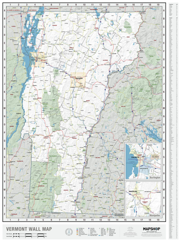 Vermont Wall Map by MapShop - The Map Shop