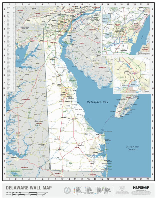 Delaware State Wall Map by MapShop - The Map Shop