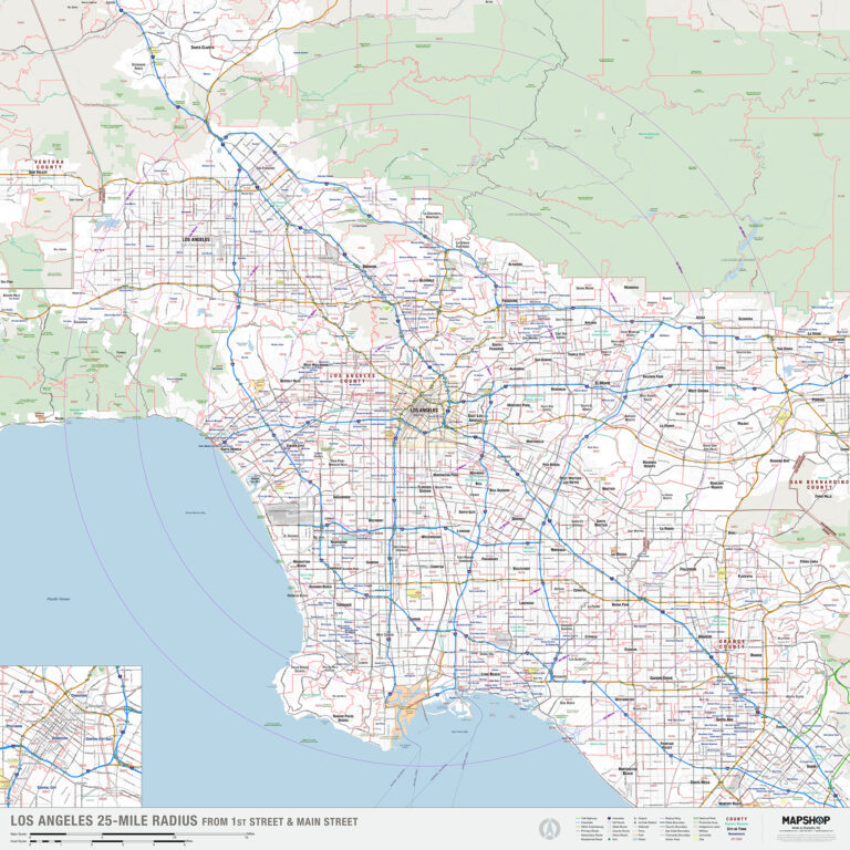 Charlotte 25 Mile Radius Wall Map By Mapshop The Map - vrogue.co