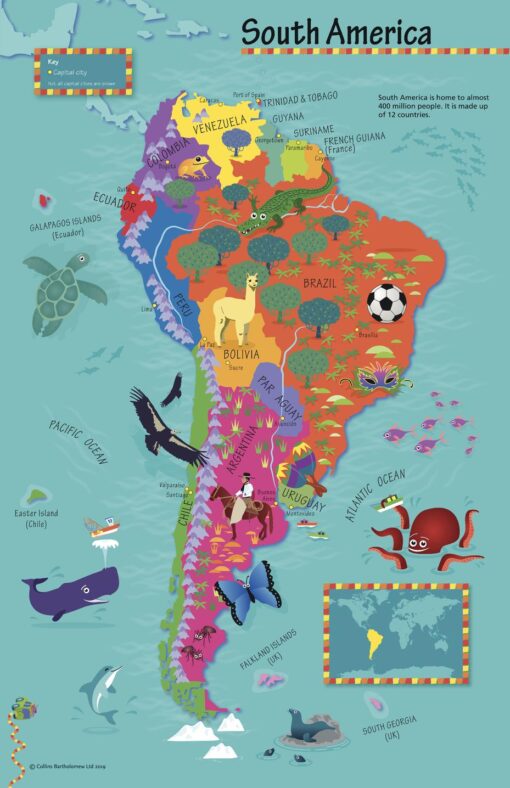 Collins Children's South America Wall Map by Collins