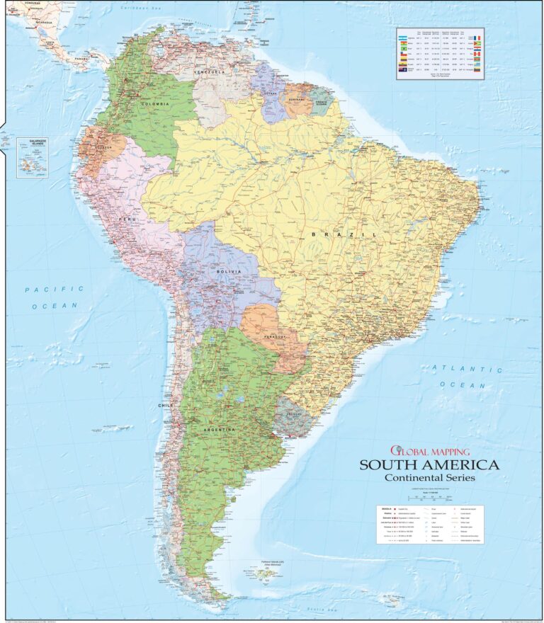 South America Wall Map by Global Mapping - The Map Shop