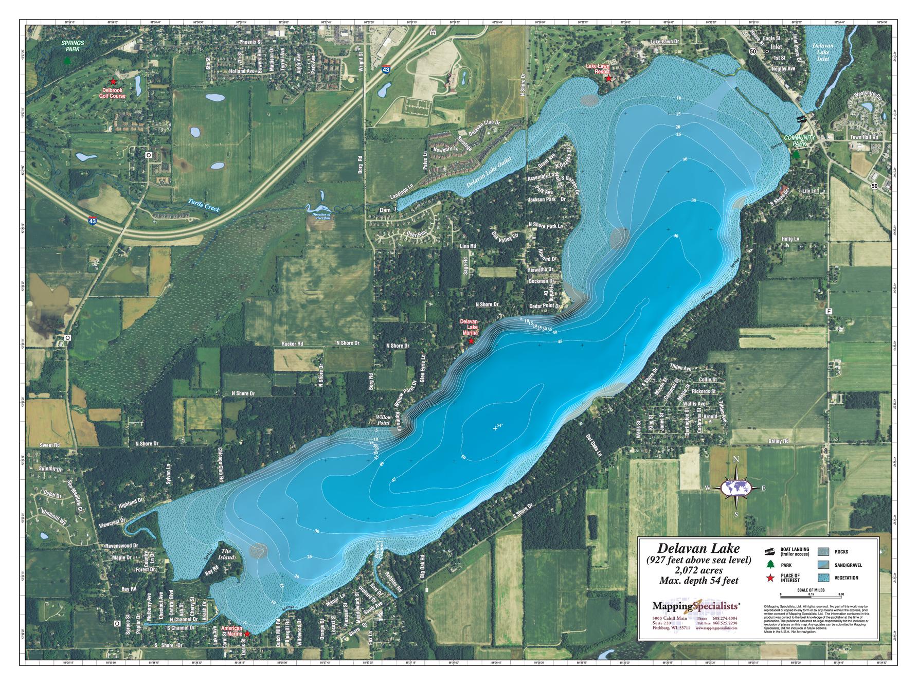 Delavan Lake by Mapping Specialists - The Map Shop