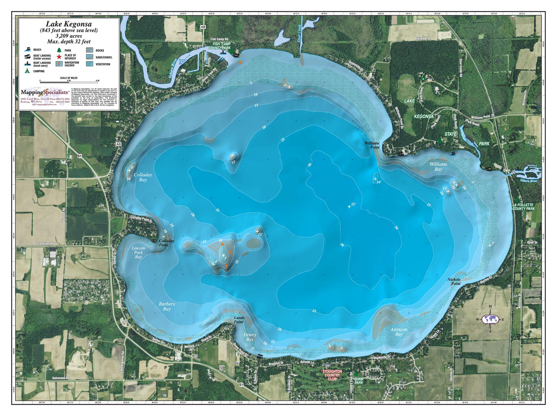 Kegonsa Lake by Mapping Specialists - The Map Shop