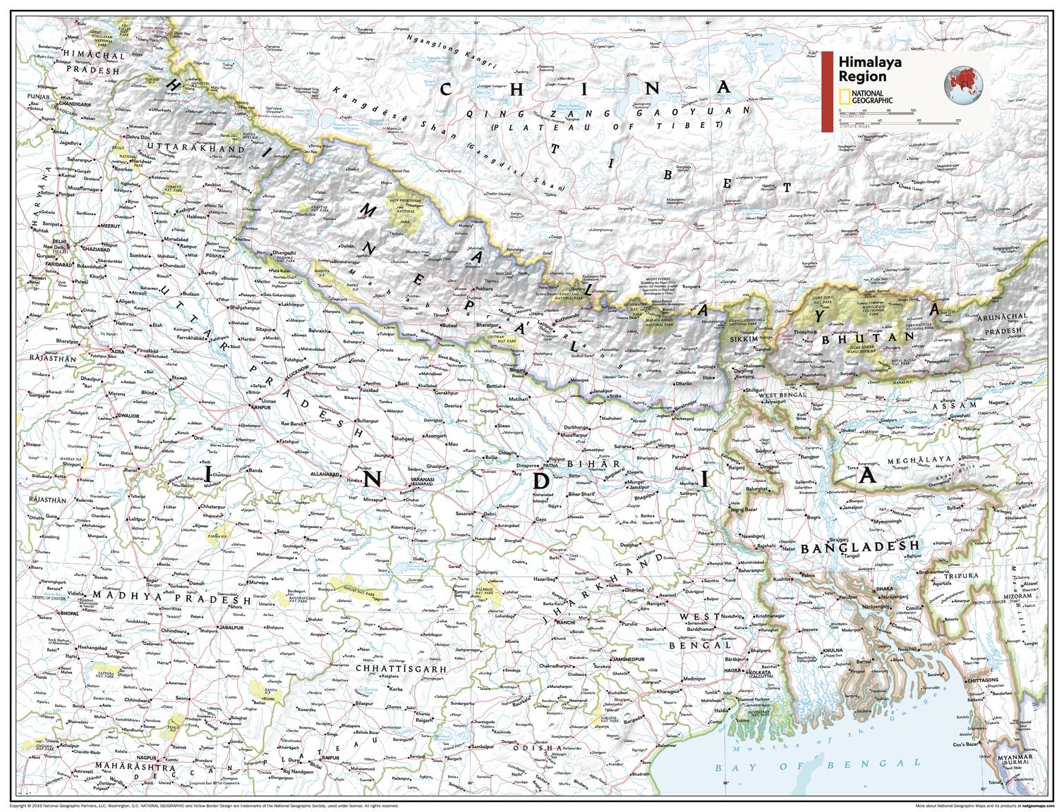 Himalaya Region - Atlas of the World, 11th Edition by National Geographic