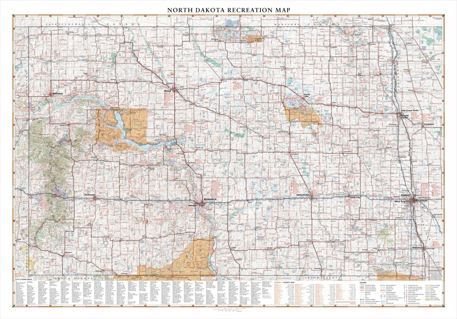 North Dakota Recreation Wall Map by Benchmark Maps - The Map Shop