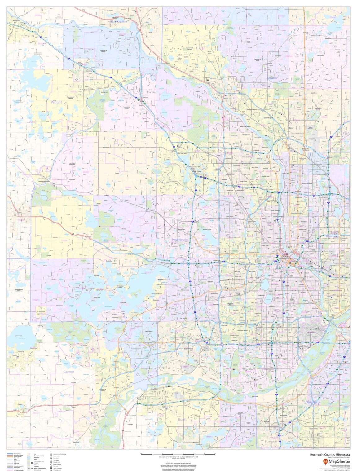 Hennepin County, Minnesota by MapSherpa - The Map Shop