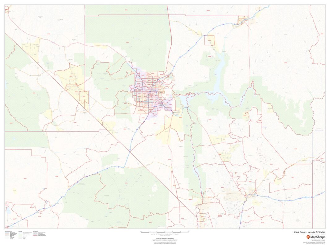 Clark County Nevada Zip Codes By Mapsherpa The Map Shop 1045