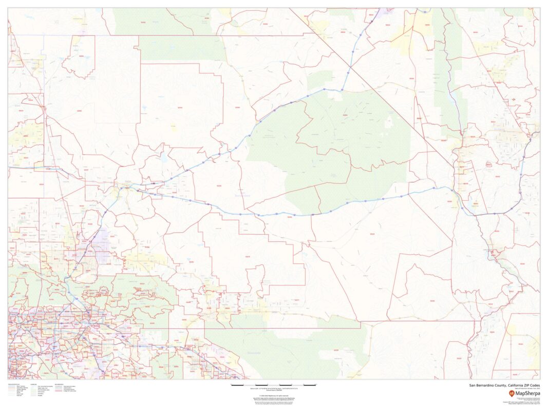 San Bernardino County, California ZIP Codes by MapSherpa - The Map Shop