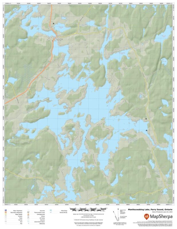 Manitouwabing Lake, Parry Sound, Ontario by MapSherpa - The Map Shop