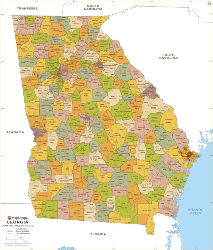 ZIP Code Map with Counties by MapSherpa The Map Shop