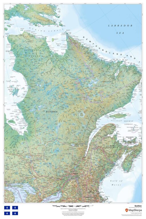 Quebec Wall Map by MapSherpa