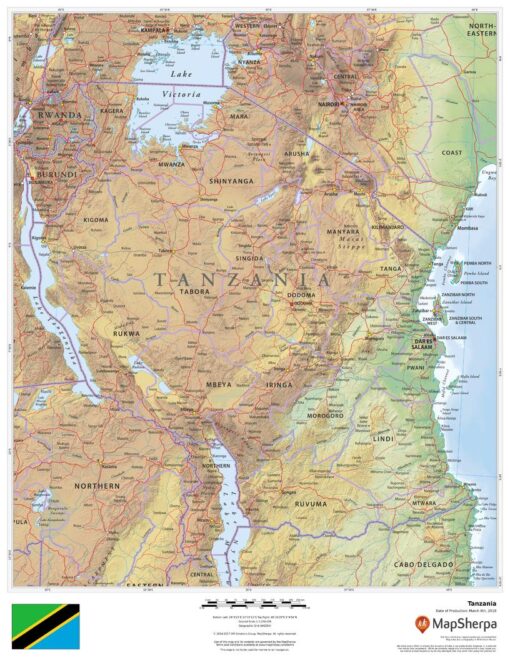 Tanzania Wall Map by MapSherpa