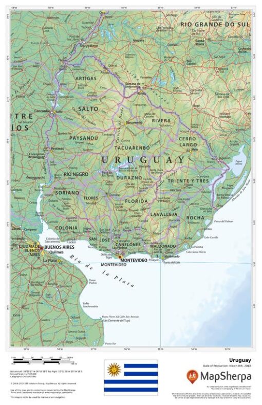 Uruguay Wall Map by MapSherpa