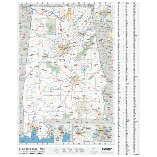 Alabama State Wall Map by MapShop