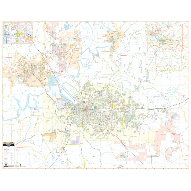 Montgomery, AL Wall Map by Kappa - The Map Shop