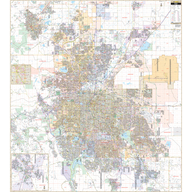 Denver, CO Metro Area Wall Map by Kappa - The Map Shop