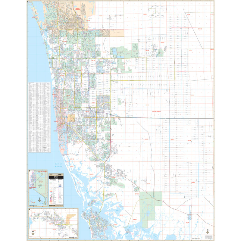 Naples &amp; Collier County, FL Wall Map by Kappa - The Map Shop