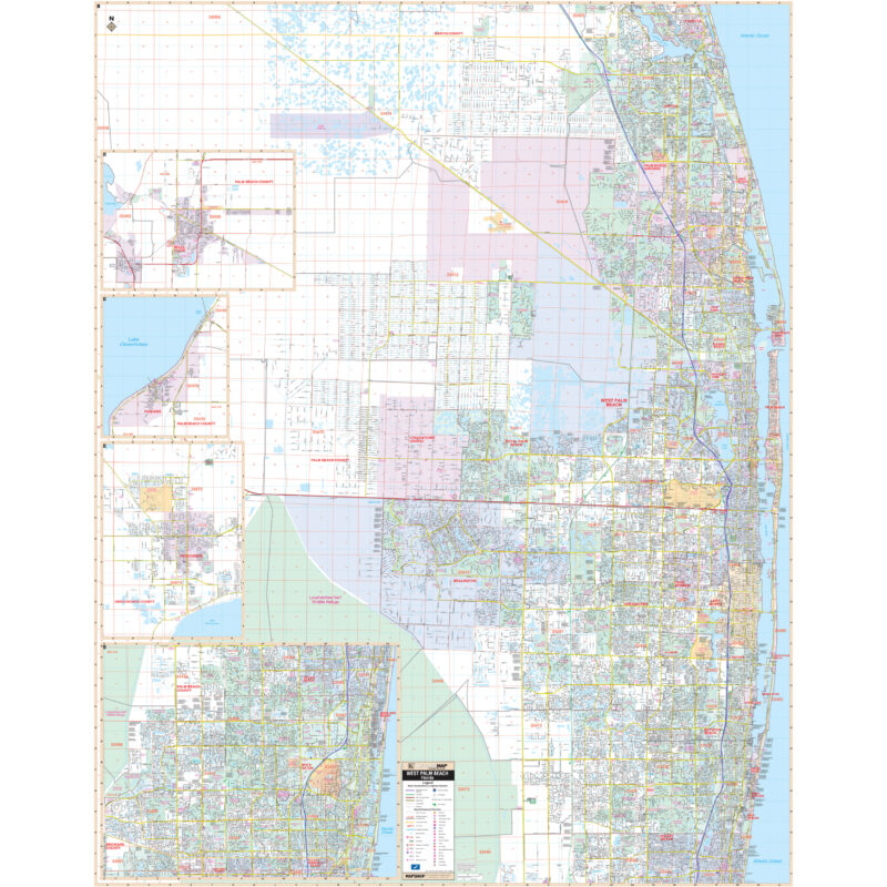 West Palm Beach & Palm Beach County, FL Wall Map by Kappa - The Map Shop