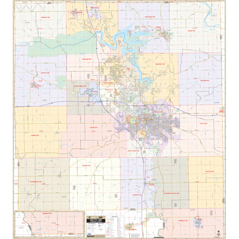 Iowa City & Johnson County, Ia Wall Map By Kappa - The Map Shop