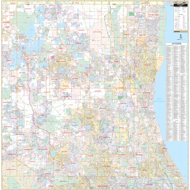 Lake County, IL Wall Map by Kappa - The Map Shop